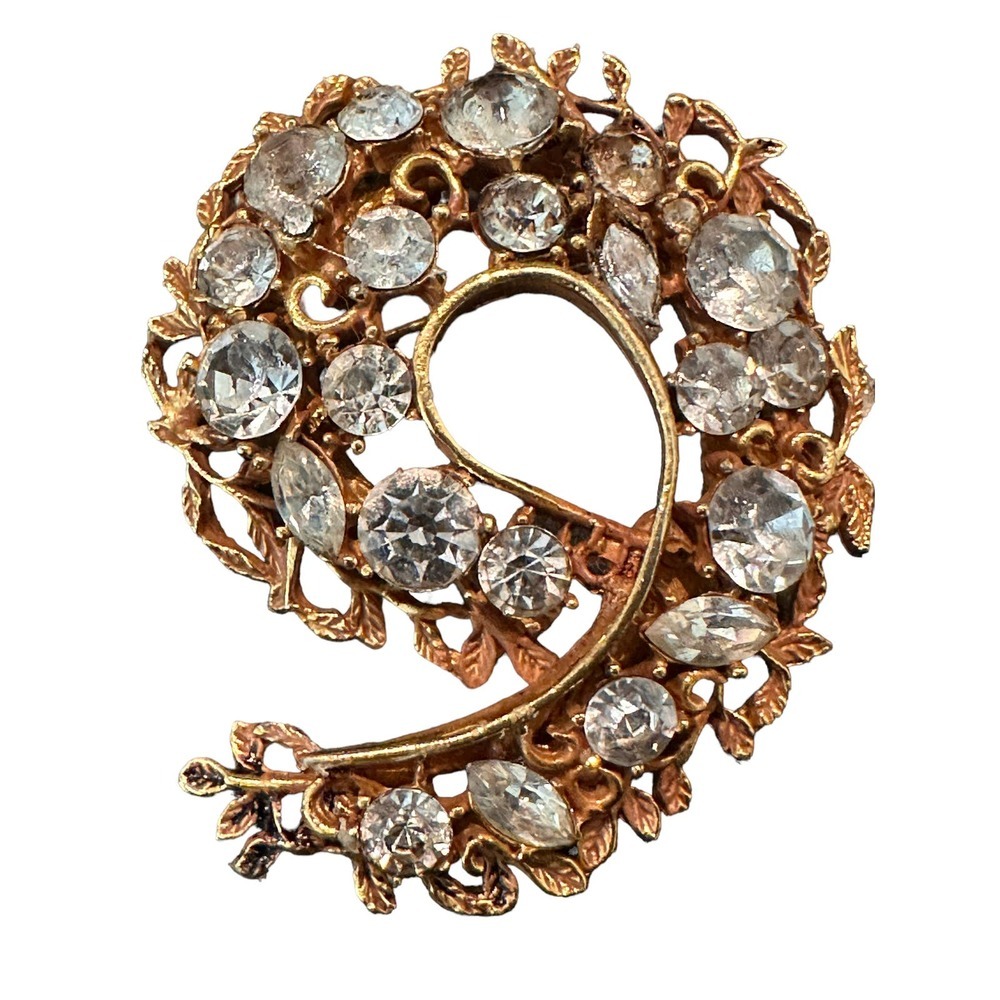 VINTAGE BSK Rhinestone Quotation Brooch